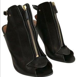 Givenchy black leather open toe boots